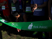 Competitors prepare for the race during the 17th PKO Three Mounds Run on the Krakus Mound in Krakow, Poland, on September 22, 2024. The Thre...