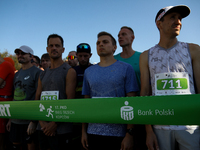 Competitors prepare for the race during the 17th PKO Three Mounds Run on the Krakus Mound in Krakow, Poland, on September 22, 2024. The Thre...