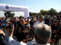 Competitors run during the 17th PKO Three Mounds Run on the Krakus Mound in Krakow, Poland, on September 22, 2024. The Three Mounds Run has...