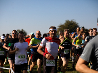 Competitors run during the 17th PKO Three Mounds Run on the Krakus Mound in Krakow, Poland, on September 22, 2024. The Three Mounds Run has...