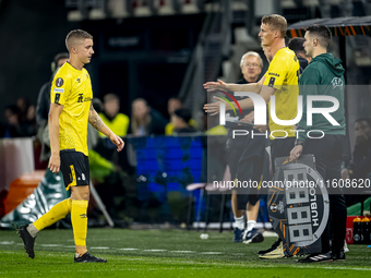 Elfsborg defender Sebastian Holmen receives a red card during the match AZ vs. Elfsborg at the AZ Stadium for the UEFA Europa League - Leagu...