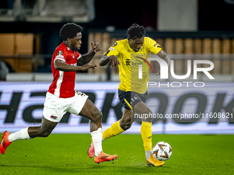 AZ Alkmaar forward Jayden Addai and IF Elfsborg forward Jalal Abdullai play during the match AZ vs. Elfsborg at the AZ Stadium for the UEFA...