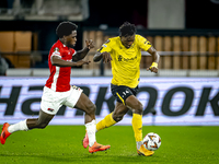 AZ Alkmaar forward Jayden Addai and IF Elfsborg forward Jalal Abdullai play during the match AZ vs. Elfsborg at the AZ Stadium for the UEFA...