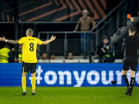 Elfsborg defender Sebastian Holmen receives a red card during the match AZ vs. Elfsborg at the AZ Stadium for the UEFA Europa League - Leagu...