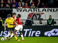 Elfsborg midfielder Besfort Zenelli and AZ Alkmaar forward Jayden Addai during the match AZ - Elfsborg at the AZ Stadium for the UEFA Europa...