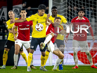 Elfsborg midfielder Ahmed Qasem and AZ Alkmaar midfielder Zico Buurmeester play during the match AZ - Elfsborg at the AZ Stadium for the UEF...