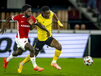 AZ Alkmaar forward Jayden Addai and IF Elfsborg forward Jalal Abdullai play during the match AZ vs. Elfsborg at the AZ Stadium for the UEFA...