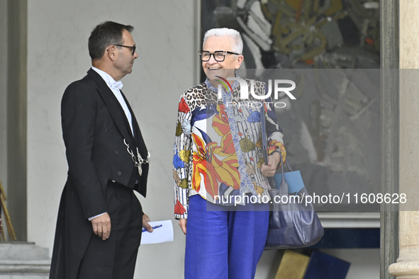 Francoise Gatel, the newly appointed French Delegate Minister for Rural Affairs, Trade, and Crafts, leaves the Elysee Palace after a meeting...