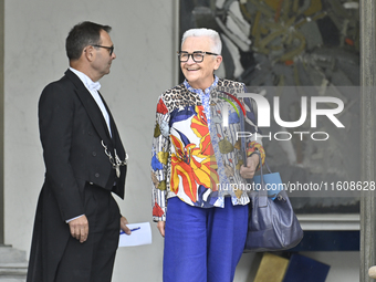 Francoise Gatel, the newly appointed French Delegate Minister for Rural Affairs, Trade, and Crafts, leaves the Elysee Palace after a meeting...