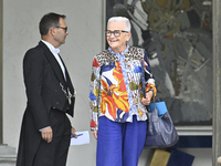 Francoise Gatel, the newly appointed French Delegate Minister for Rural Affairs, Trade, and Crafts, leaves the Elysee Palace after a meeting...