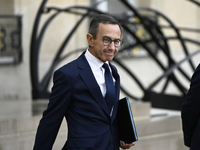 Bruno Retailleau, the newly appointed French Minister of the Interior, leaves the Elysee Palace after a meeting of the council of ministers...