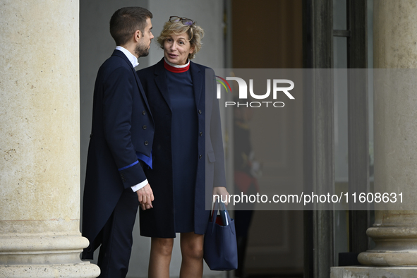 Newly appointed French Delegate Minister for Relations with Parliament Nathalie Delattre leaves the Elysee Palace after the meeting of the c...