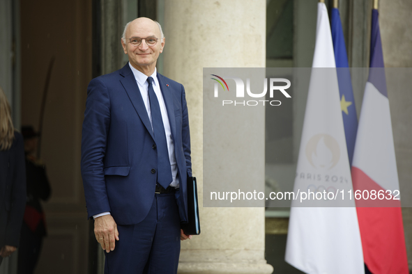 Didier Migaud, the newly appointed French Minister of Justice, leaves the Elysee Palace after a meeting of the council of ministers with the...