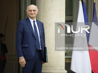 Didier Migaud, the newly appointed French Minister of Justice, leaves the Elysee Palace after a meeting of the council of ministers with the...