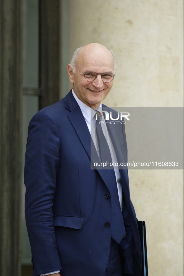 Didier Migaud, the newly appointed French Minister of Justice, leaves the Elysee Palace after a meeting of the council of ministers with the...