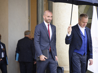 Benjamin Haddad, the newly appointed French Delegate Minister for Europe, leaves the Elysee Palace after the meeting of the council of minis...