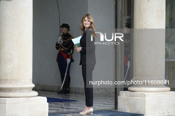 Maud Bregeon, the newly appointed French government's spokesperson, arrives at the Elysee Palace for the meeting of the council of ministers...