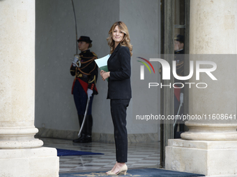 Maud Bregeon, the newly appointed French government's spokesperson, arrives at the Elysee Palace for the meeting of the council of ministers...