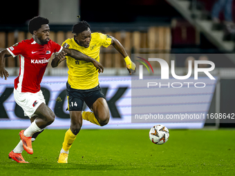 AZ Alkmaar forward Jayden Addai and IF Elfsborg forward Jalal Abdullai play during the match AZ vs. Elfsborg at the AZ Stadium for the UEFA...