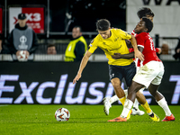 Elfsborg midfielder Besfort Zenelli and AZ Alkmaar forward Jayden Addai during the match AZ - Elfsborg at the AZ Stadium for the UEFA Europa...