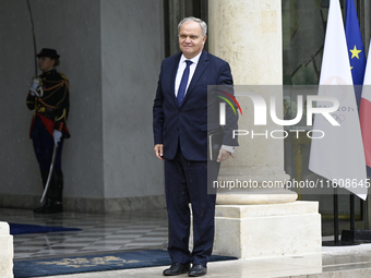 Francois-Noel Buffet, the newly appointed French Minister attached to the Prime Minister responsible for Overseas, arrives at the Elysee Pal...