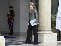 Anne Genetet, the newly appointed French Minister of Education, arrives at the Elysee Palace for the meeting of the council of ministers wit...