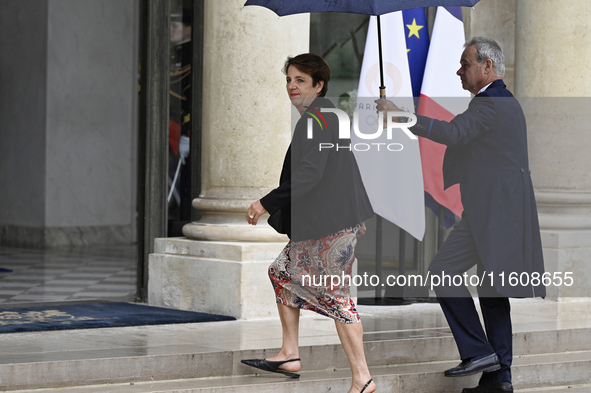 Newly appointed French Delegate Minister for Family and Childhood Agnes Canayer arrives at the Elysee Palace for the meeting of the council...