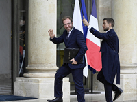 Antoine Armand, the newly appointed French Minister for the Economy, Finance, and Industry, arrives at the Elysee Palace for the meeting of...