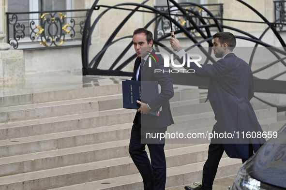 Sebastien Lecornu, the newly appointed French Minister of Defence, arrives at the Elysee Palace for the meeting of the council of ministers...