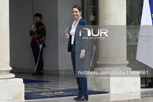 Newly appointed French Delegate Minister for Energy Olga Givernet arrives at the Elysee Palace for the meeting of the council of ministers w...