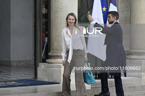 Newly appointed French Minister of Labor and Employment Astrid Panosyan-Bouvet arrives at the Elysee Palace for the meeting of the council o...