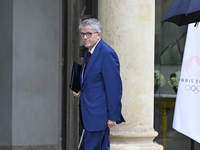 Patrick Hetzel, the newly appointed French Minister of Higher Education and Research, arrives at the Elysee Palace for the meeting of the co...