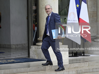 Fabrice Loher, the newly appointed French Delegate Minister for the Sea and Fisheries, arrives at the Elysee Palace for the meeting of the c...