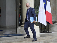 Fabrice Loher, the newly appointed French Delegate Minister for the Sea and Fisheries, arrives at the Elysee Palace for the meeting of the c...