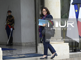 Marina Ferrari, the newly appointed French Delegate Minister for Tourism Economy, arrives at the Elysee Palace for the meeting of the counci...