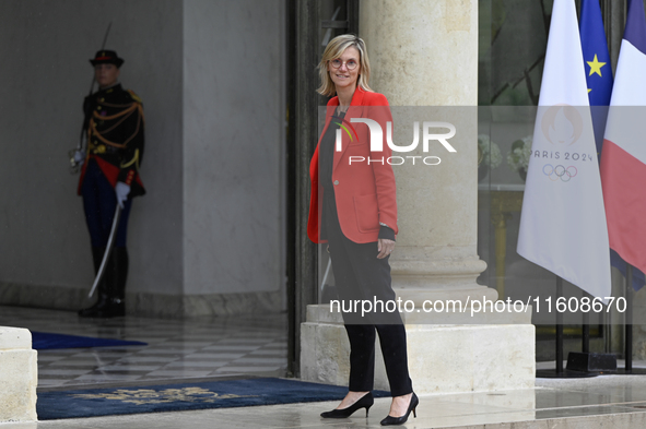 Newly appointed French Minister for Ecological Transition, Energy, Climate, and Risk Prevention Agnes Pannier-Runacher arrives at the Elysee...