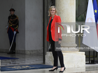 Newly appointed French Minister for Ecological Transition, Energy, Climate, and Risk Prevention Agnes Pannier-Runacher arrives at the Elysee...