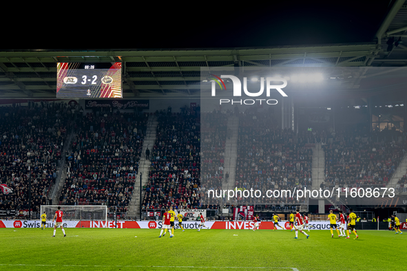 The scoreboard shows 3-2 during the match between AZ and Elfsborg at the AZ Stadium for the UEFA Europa League - League phase - Matchday 1 s...