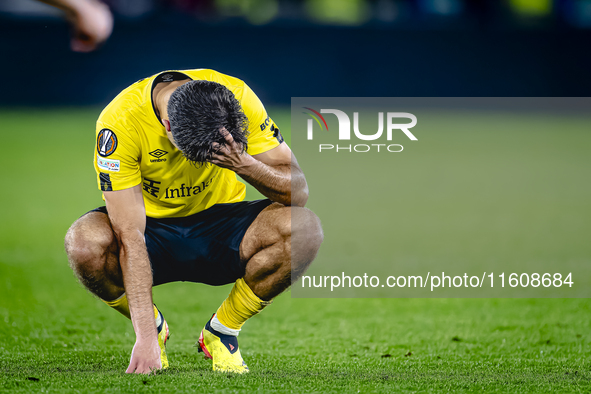 Elfsborg midfielder Besfort Zenelli appears dejected after the lost game during the match AZ - Elfsborg at the AZ Stadium for the UEFA Europ...