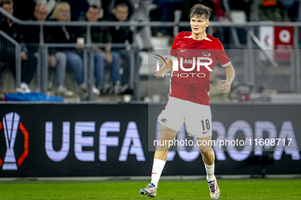 AZ Alkmaar defender David Moller Wolfe plays during the match AZ - Elfsborg at the AZ Stadium for the UEFA Europa League - League phase - Ma...