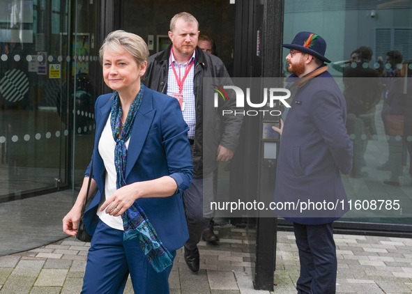 The Home Secretary leaves the hotel at the Labour Conference in Liverpool, England, on September 25, 2024. 