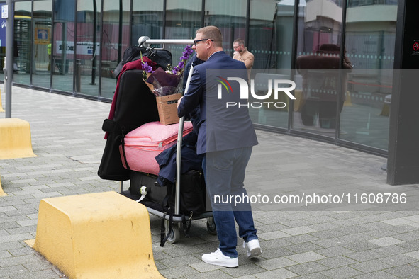 A guest leaves the hotel at Labour Conference in Liverpool, United Kingdom, on September 25, 2024. 