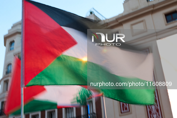 A demonstration in solidarity with Lebanon takes place in Plaza de Callao in Madrid, Spain, on September 25, 2024. 