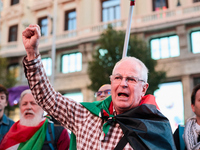 A demonstration in solidarity with Lebanon takes place in Plaza de Callao in Madrid, Spain, on September 25, 2024. (