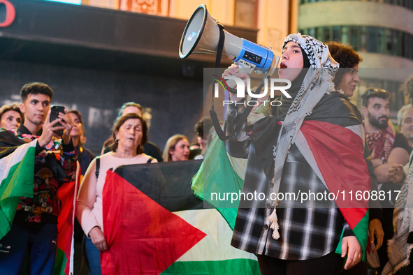 A demonstration in solidarity with Lebanon takes place in Plaza de Callao in Madrid, Spain, on September 25, 2024. 