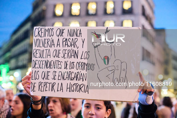 A demonstration in solidarity with Lebanon takes place in Plaza de Callao in Madrid, Spain, on September 25, 2024. 