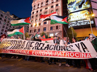 A demonstration in solidarity with Lebanon takes place in Plaza de Callao in Madrid, Spain, on September 25, 2024. (