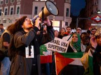 A demonstration in solidarity with Lebanon takes place in Plaza de Callao in Madrid, Spain, on September 25, 2024. (