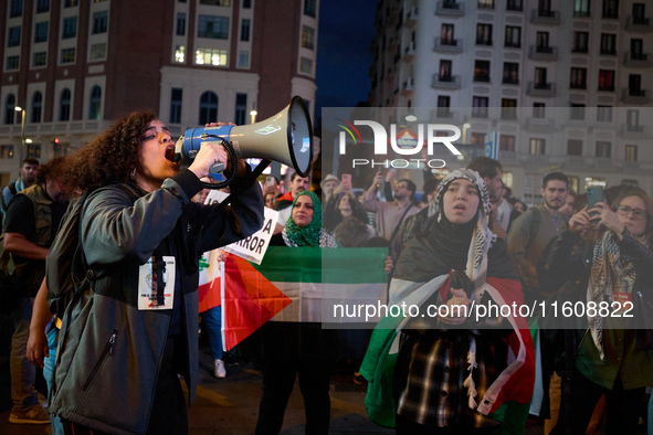 A demonstration in solidarity with Lebanon takes place in Plaza de Callao in Madrid, Spain, on September 25, 2024. 