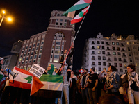 A demonstration in solidarity with Lebanon takes place in Plaza de Callao in Madrid, Spain, on September 25, 2024. (